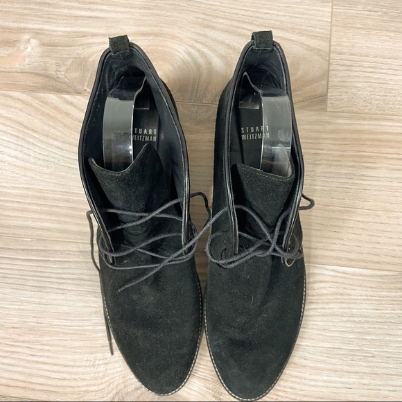 Stuart Weitzman Suede Wedge Lace Up Ankle Boots - Picture 4 of 9